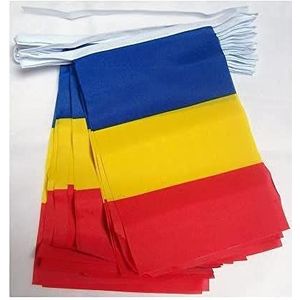 Slinger 4 meter 20 Vlaggen Roemenië 15x10 cm - Roemeense vlag 10 x 15 cm - AZ VLAG