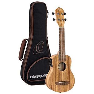 Ortega Guitars RFU10ZE Sopraanukelele Friends-serie Preamp-systeem met ingebouwde chromatische stemapparaat zebrahout in zijdematte afwerking met Gigbag