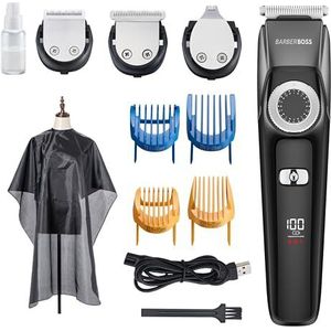 BarberBoss 3-in-1 gezichtsverzorgingsset, tondeuse voor mannen, 100% waterdicht, voor heren, trimmer voor mannen, baardtrimmer voor mannen, haar-, baard- en detailverzorgingsset
