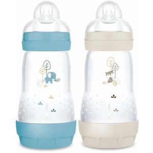 MAM Set van 2 Easy Start Anti-koliek babyflessen 2 maanden gemiddelde doorstroming (2 x 260 ml) oceaan + zand - fles ter vermindering van koliek en ongemak van de baby - babyfles compatibel met