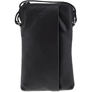 Adapell Mini tas - mobiele telefoon - mobiele telefoon tas van echt leer - handtas echt leer - schoudertas, Zwart