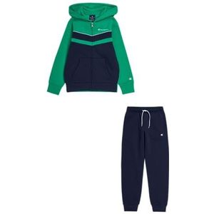 Champion Legacy Sweatsuits B-Colorblock Powerblend Fleece Hooded Sportpak voor kinderen en jongeren, groen/marineblauw, 7-8 Jaar