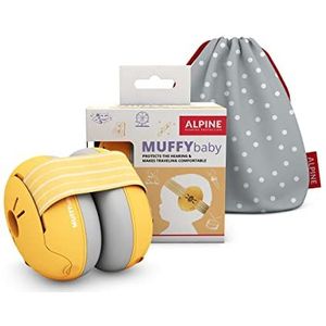 Alpine Muffy gehoorbeschermers voor baby's, gehoorbescherming voor baby's en peuters van 12 tot 36 maanden, geluidsbescherming voorkomt gehoorschade, comfortabele pasvorm, geel