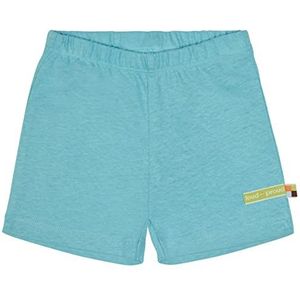 loud + proud Uniseks kindershort met linnen, GOTS-gecertificeerde shorts, cyaan, 110-116