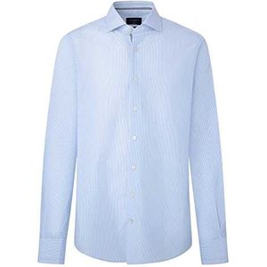 Hackett London Heren FINE ENG Stripe Shirt, wit (wit/blauw), L, Wit (wit/blauw), L