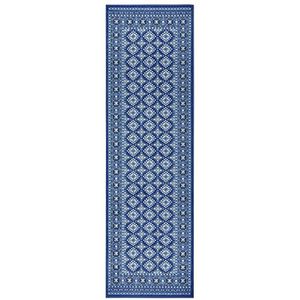 Nouristan Sao Buchara Oosters laagpolig tapijt, modern design voor woonkamer, keuken, hal, eetkamer, slaapkamer, jeans, blauw, 80 x 250 cm