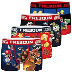 FREEGUN Mario Kart, boxershorts voor heren, comfortabele en ademende boxershorts (4 stuks), Blauw, S