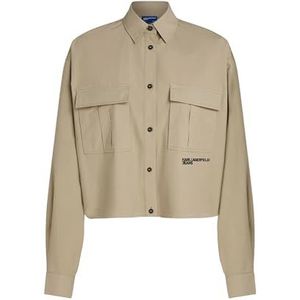 Karl Lagerfeld Jeans, Dames, Boxy Utility Shirt, Boxy Fit, Beige, XS
