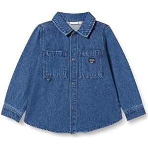 NAME IT NMMALBOT LS DNM Shirt 1086 CO FT Shirt, Medium Blue Denim, 86 kinderen baby's, Blauw (Medium Blue Denim), 86