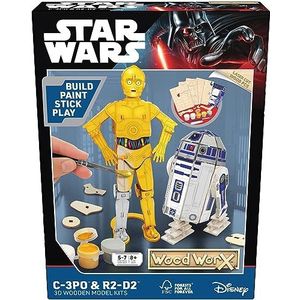 Wood Worx Star Wars C-3PO & R2-D2, DIY Constructie Knutselset vanaf 5 Jaar, Handwerk set van FSC-Gecertificeerd Hout voor Kinderen