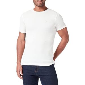 Hackett London Getextureerd gebreid T-shirt voor heren, Gebroken Wit, 3XL
