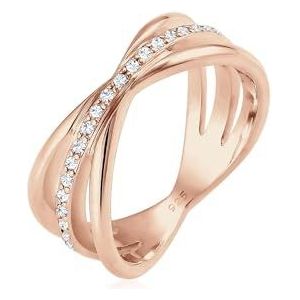 Elli Premium Ring Ring Wrap Kristallen 925 Sterling Zilver, L½ uk (52 EU), Roségoud Zilver, Kristal