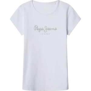 Pepe Jeansvoor meisjes. PG503154 Hana Glitter T-shirt geel (12años= 152cm), Casual, Katoen, Korte mouwen, kinderkleding