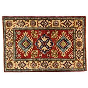 Eden kunststof Usbekistan super tapijt handgeknoopt, katoen, meerkleurig, 81 x 120 cm