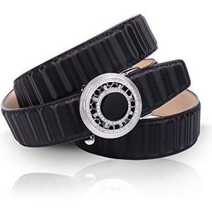 Anthoni Crown Leren damesriem in 3D-design en met kristallen bloem NA613D10 riem, zwart, 100, zwart, 100