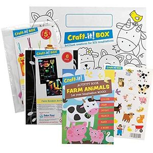 Baker Ross CBS020 Farm Animal Kids Arts and Crafts Pack - twee leuke creatieve kits, stickers en een activiteitenboek voor jongens en meisjes