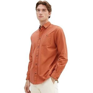 TOM TAILOR Herenhemd, 32316 - Oranje Rood Chambray, M