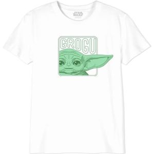 Star Wars Mandalorian - Grogu Face Smiling BOSWMANTS063 T-shirt jongens, wit, maat 10 jaar, Wit, 10 Jaar