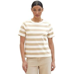 TOM TAILOR T-shirt voor dames, 34899 - Beige Offwhite Streep, L