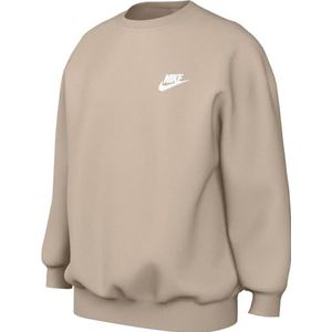 Nike Girl's Long Sleeve Top G Nsw Club Flc Ovrszd Crew Lbr, Sanddrift/White, FD2923-126, XS