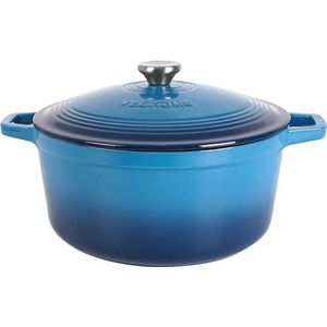 Braadpan en Stoofpot 6L - 28cm - Blauwe Geëmailleerde Gietijzeren - Compatibel met Alle Kookoppervlakken, Inclusief Inductie