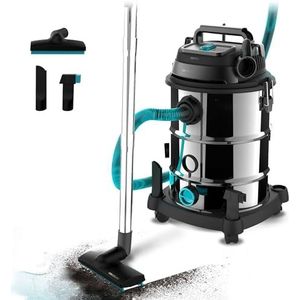 Cecotec Conga Rockstar Wet & Dry Steel Pro, 30 l, 1600 W, 23 kPa, afvoersysteem, stofzuiger en ventilator, metalen frame, wielen, actieradius 5 m