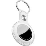 KeyBudz AirTag sleutelhanger van leer, Apple AirTags hanger, beschermhoes met sleutelring, sleutelring, wit