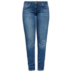 ATT Jeans Dames Original 5-pocket jeans | slim fit | damesjeans | washed | met gemiddelde tailleband | jeansbroek Belinda, donkerblauw, 34W / 32L