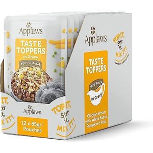 Applaws Taste Toppers 100% natuurlijke natte hondenvoer Topper, kip met groenten in jus 85g zakje (12 x 85g zakjes)