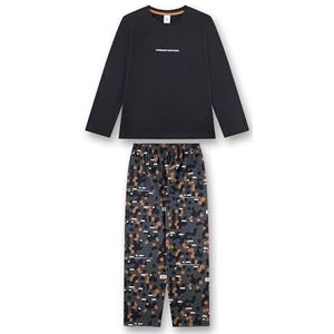 Jongenspyjama blauw | Hoogwaardige en comfortabele pyjama van katoen voor jongens met lange mouwen pyjama met honingraatallover en print op de rug | pyjamaset voor jongens, blauw, 128