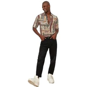 Trendyol Man Regular Basic Shirt Kraag Geweven Shirt, Meerkleurig, XL