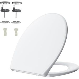 Rainsworth Nano Glaze Toiletdeksel, Urea Formaldehyde toiletbril met softclosemechanisme, ergonomisch ontworpen antibacteriële wc-deksel, universele wc-bril