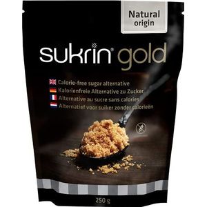 Sukrin Gold Alternatief voor natuurlijke zoetstof, volledig caloriearm met bruine suiker, 250 g