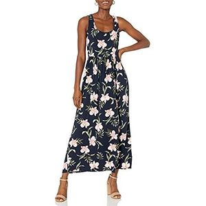 Amazon Essentials Patroon Tank Taille Maxi Jurk Casual, Navy Tropisch,