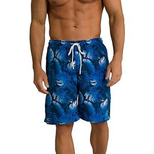 JP 1880 Jay-PI zwemshorts voor heren, beachwear, elastische tailleband, patroon boardshorts, clematisblauw, 7XL