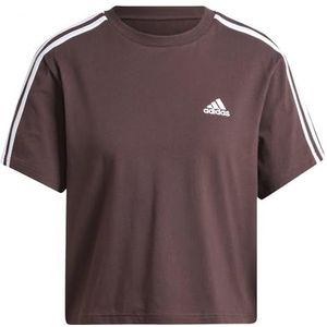 adidas Dames Essentials 3-Stripes Single Jersey Crop Top, shadow brown, L