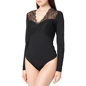 PIECES Pctatianna Ls Bodystocking Body voor dames, zwart, XS