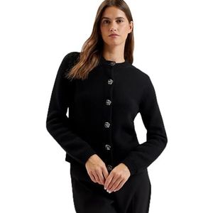 Ted Baker Dames Wmk-jaycey-rose Button Crew Neck Cardigan Sweater, Zwart, 42