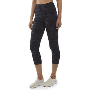 Danskin Womens All Over Printed Capri Leggings, Black Camo Print, Medium US