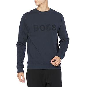 BOSS Heren Welogo Relaxed-Fit sweatshirt van biologisch katoen met geborduurd logo, Dark Blue404, M