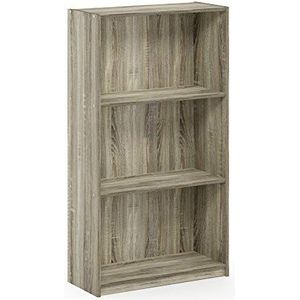 Furinno Basic boekenkast met 3 vakken, opbergrek, hout, Sonoma eiken, 23,49 x 55,25 x 100,33 cm