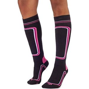 MICO SKI Superthermo Primaloft mesh sokken van polypropyleen Micotex + LYCRA-vezel, 100% gemaakt in Italië, zwaar met isolerende kracht, sportieve dames, kleur zwart, neonpaars