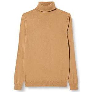 DeFacto Heren gebreide trui met lange mouwen ronde hals sweater - slim fit trui voor heren tops (camel melange, XL), Camel Melange, XL