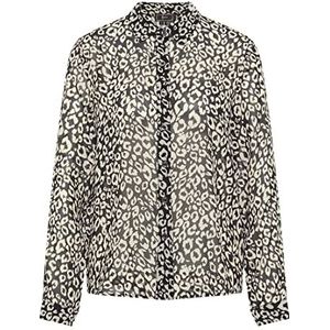faina blouse dames 19520101, zwart, wolwit, L