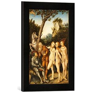 Ingelijste afbeelding van Lucas Cranach de Ouderen Het oordeel van de Parijs, kunstdruk in hoogwaardige handgemaakte fotolijstjes, 30x40 cm, mat zwart