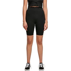 Urban Classics Damesshorts, nauwsluitende fietsbroek voor vrouwen met kanten inzetstuk, high waist lace inzetstuk, in vele kleuren, maten XS - 5XL, zwart, L