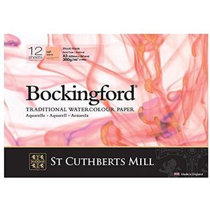 ST CUTHBERTS MILL Bockingford Blok 12 vellen A3 grote zijde gelijmd, 300 g/m², gesatineerde korrel