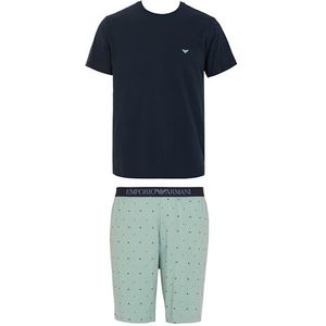EMPORIO ARMANI HEREN KLASSIEKE PATROON MIX KORTE PAJAMAS BLAUW L, Blauw, L