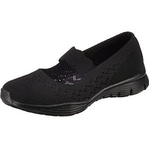 Skechers Seager-Power Hitter Mary Janes voor vrouwen, Zwart plat gebreid, 36.5 EU