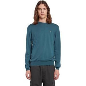 Farah Heren Mullen Wool Crew Neck Sweater, Oceaan, XXL